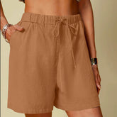 Women's Cotton Linen Pure Color Comfort Wide Leg Shorts