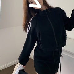 Casual All-match Suit Women's Pink Sweatshirt Coat Skirt