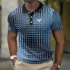 Men's Short-sleeved Polo Shirt Plaid Bat Pattern