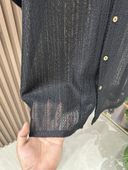 Summer Short Sleeved Shirt Hollow Knitted Men's Loose Trendy Brand