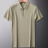 Pure Color Half Zip Short Sleeve T-shirt