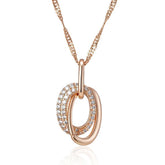 Double Circle Zircon Pendant And Necklace