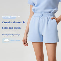 Drawstring High Waist Cloud Feeling Skin-friendly Running Wide Leg Casual Shorts