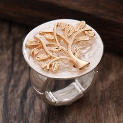 Round Hollow Color Painting Oil Lucky Tree Stretch Ring