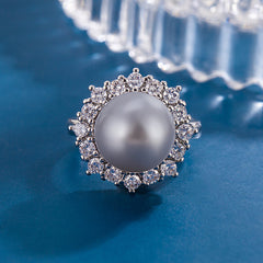 Pearl Zircon Ring For Women Light Luxury Minority Exquisite Design
