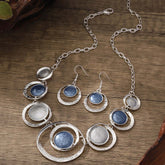 Retro Oil-dropped Hollow Round Earrings Women's Necklace