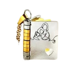 Book Pendant With Words Can Be Opened Love Book Titanium Steel Necklace