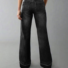Wide Leg Straight Leg Jeans For Women High Waisted Loose Denim Pants, No Belt