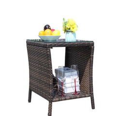 Outdoor Patio Furniture 1 Coffee Table With Clear Tempered Glass