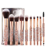 Set Of 10 Diamond Handle Makeup Brushes Beauty Tools Makeup