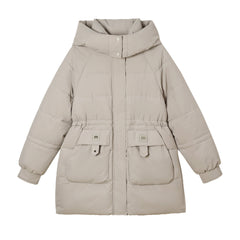 Down Cotton-padded Mid-length Thick Hooded Cotton-padded Jacket