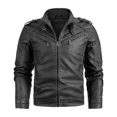 Men's Black Pu Leather Biker Jacket VINTAGE REAL MOTORCYCLE JACKETS FOR MEN