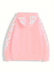 2025 New Letter Printed Long Sleeve Zipper Hoodie, Gothic Punk Hoodie