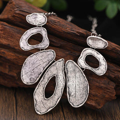 Alloy Geometric Irregular Oval Colorful Oil Necklace Hollow Design Women's Necklace Eardrop Set