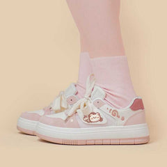 Pink Mesh Panel Shoes For Women