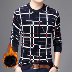 Men's Double-faced Velvet Striped Padded Sweater