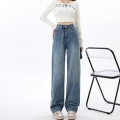 Simple All-matching Wide Leg Jeans For Women Spring And Autumn New High Waist