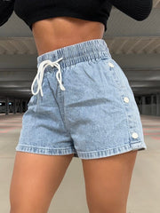 Commuter's All-matching Elastic Pure Color Slimming Denim Shorts