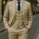 Men's Pure Color Casual Versatile Suit Three-piece Suit