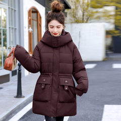 Down Cotton-padded Mid-length Thick Hooded Cotton-padded Jacket