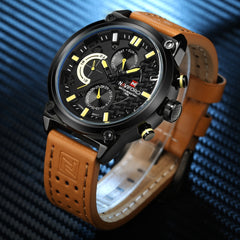 Men's Leather Belt Quartz Watch Waterproof Leisure