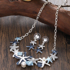 Starfish Shell Jewelry Necklace And Earrings Suite