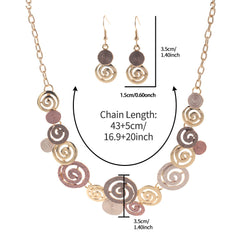 Creative Design Zinc Alloy Geometric Round Spiral Multicolor Cutout Design Women's Necklace Eardrops Set