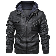 Men's Leather Jackets, Faux Leather Jacket For Men Lapel Zip-Up Slim Fit Coat