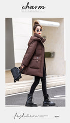 Down Cotton-padded Mid-length Thick Hooded Cotton-padded Jacket