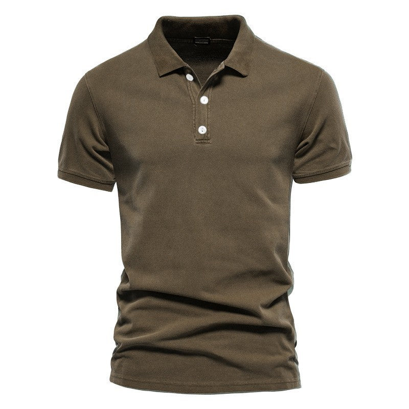 Lapel European And American Sports Men Twill Short Sleeve