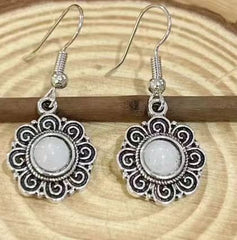 European And American Earrings Vintage Art Thai Silver Ethnic Style Gem