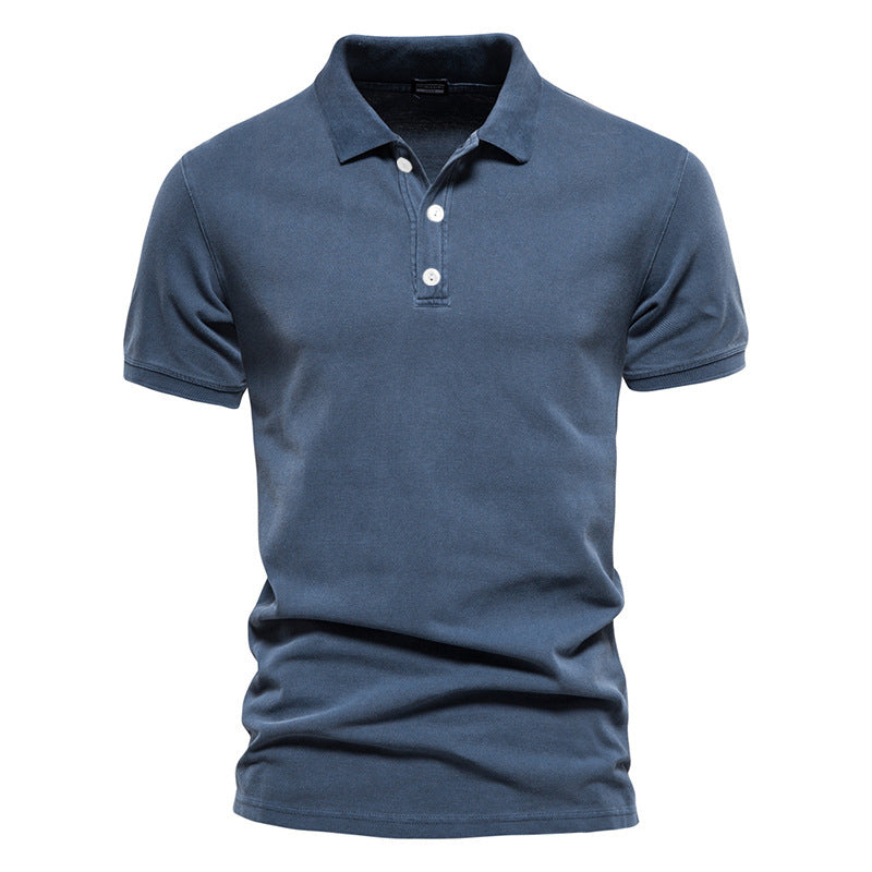 Lapel European And American Sports Men Twill Short Sleeve