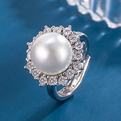 Pearl Zircon Ring For Women Light Luxury Minority Exquisite Design