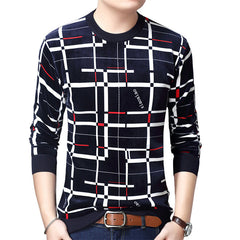 Men's Double-faced Velvet Striped Padded Sweater