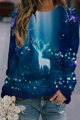 Popular women's landscape print long-sleeved T-shirt top