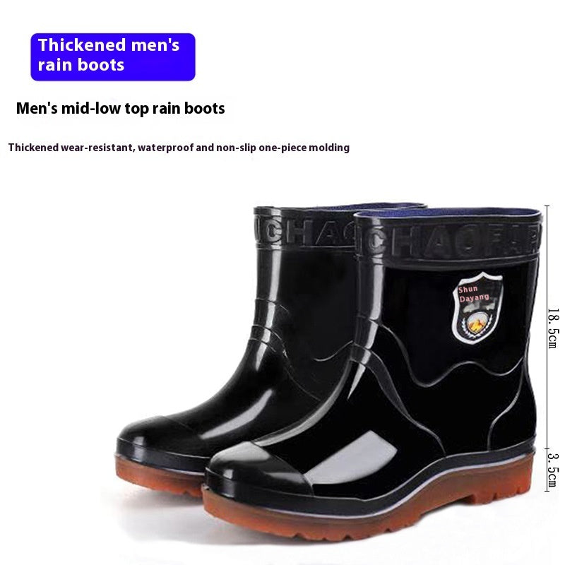 Popular Men's Tendon Bottom Camouflage Wear-resistant Rain Boots Fleece-lined Warm