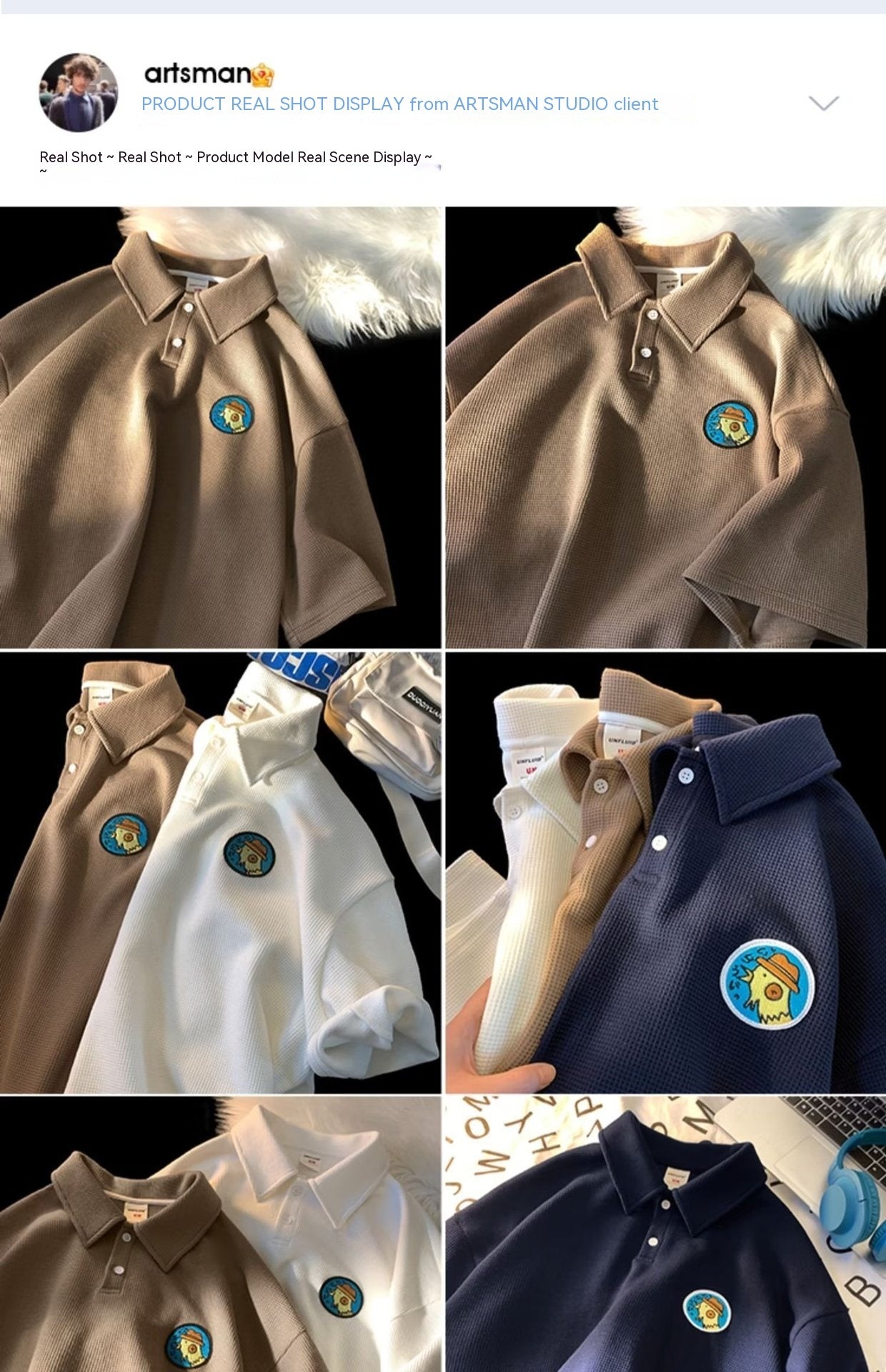 Embroidered Polo Shirt Hong Kong Style Couple Wear Lapel Half Sleeve