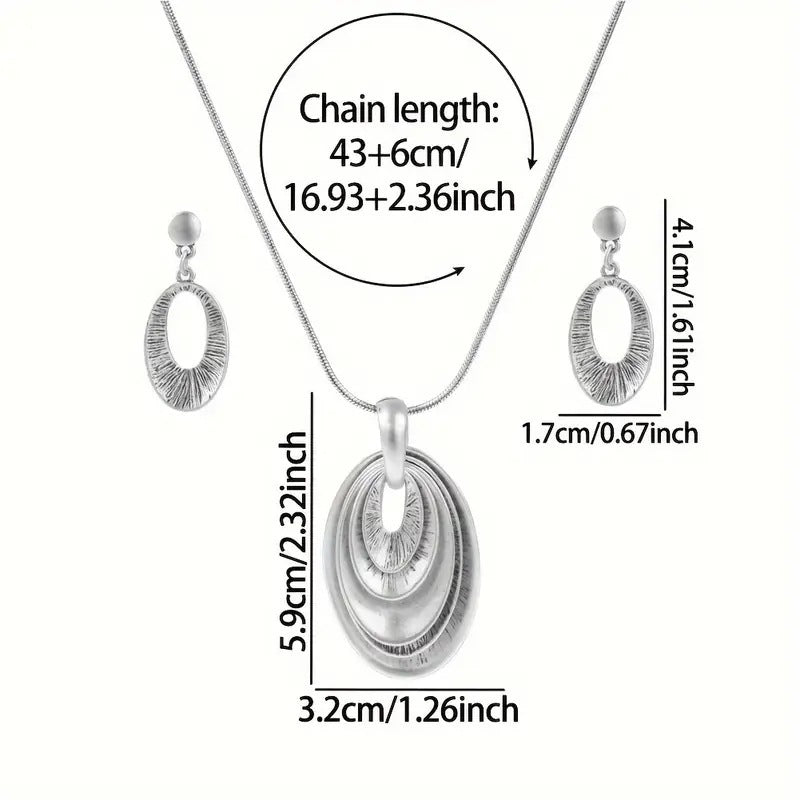 Mid-ancient Sweater Long Necklace Eardrops Set Three-layer Lap Coil Versatile Artistic Accessories