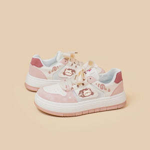 Pink Mesh Panel Shoes For Women