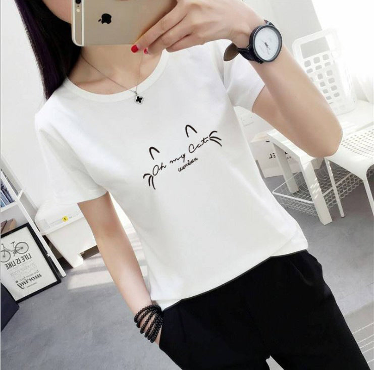 Women's t-shirt printing letters short-sleeved t-shirt women