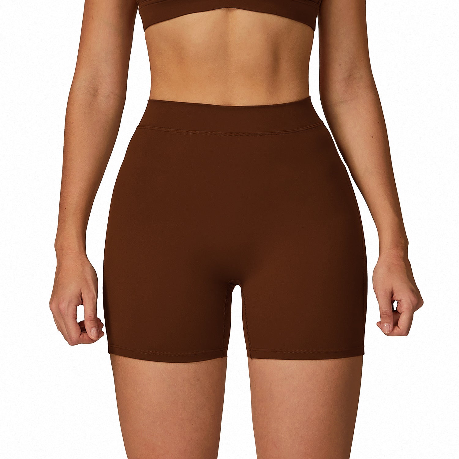 Cross-border European And American Brushed High Waist Tight Peach Bum Lift Shorts