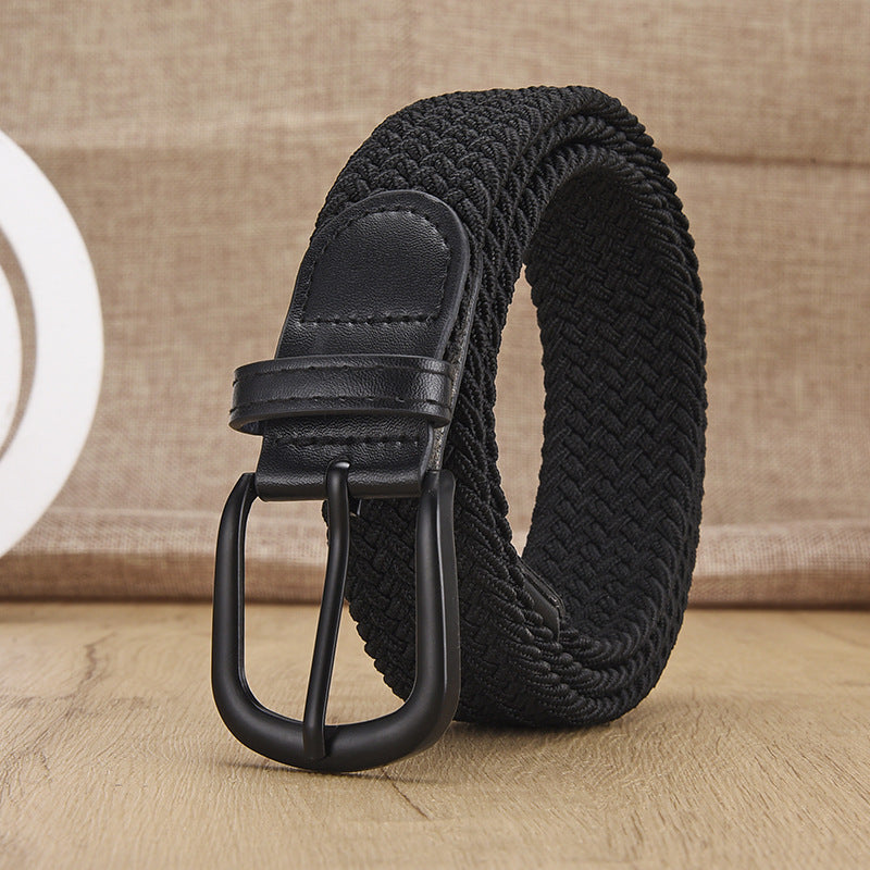 New Men's And Women's Woven Belt Elastic Stretch Punch-free