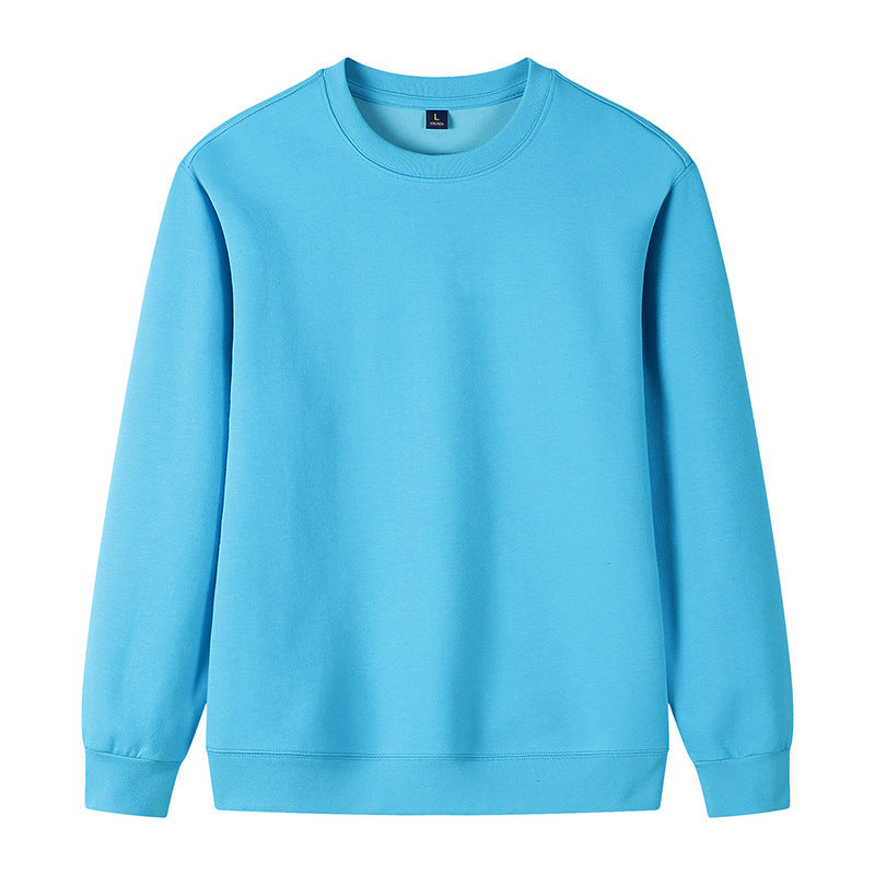 320g Straight Shoulder Pure Cotton Autumn Long Sleeve Round Neck Solid Color Sweatshirt Customized