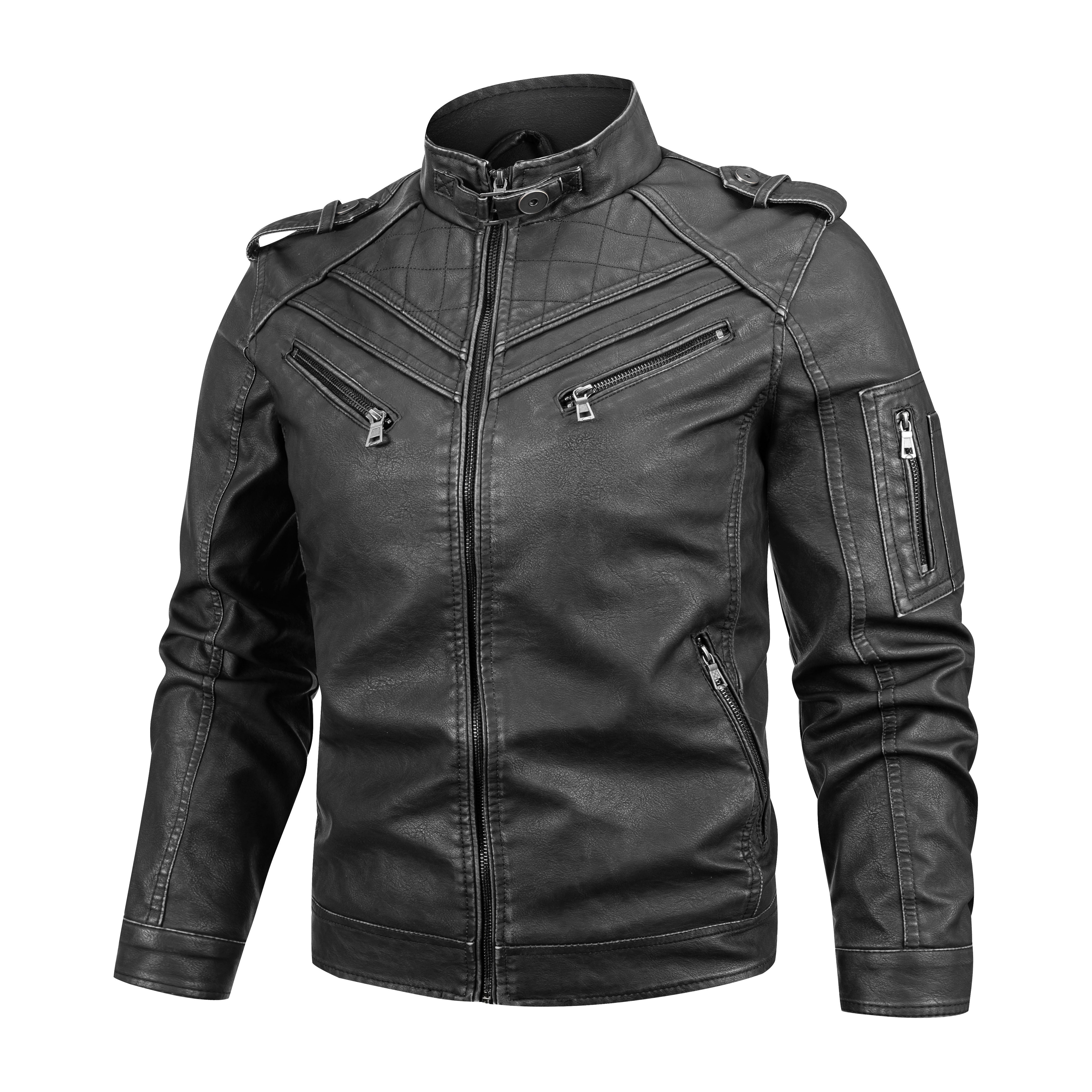Men's Black Pu Leather Biker Jacket VINTAGE REAL MOTORCYCLE JACKETS FOR MEN