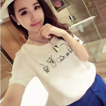 Women's t-shirt printing letters short-sleeved t-shirt women