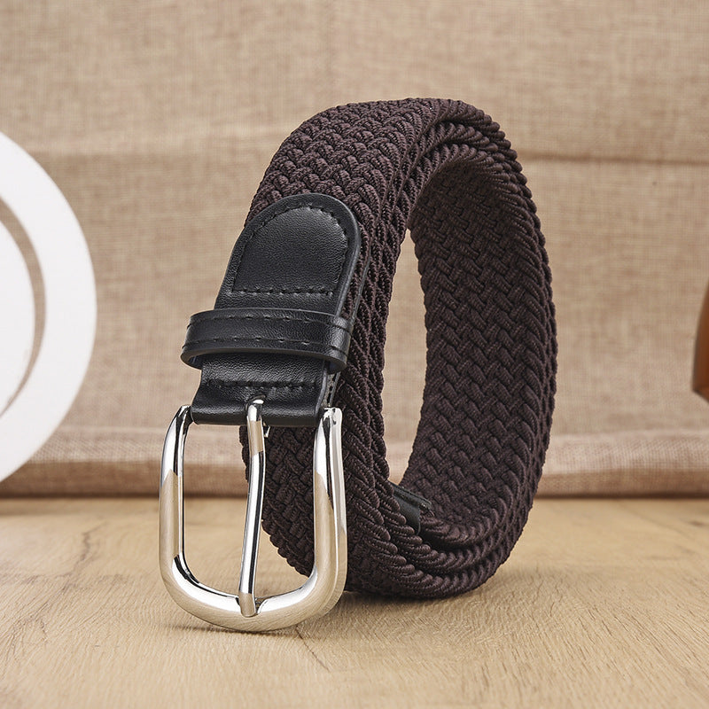 New Men's And Women's Woven Belt Elastic Stretch Punch-free