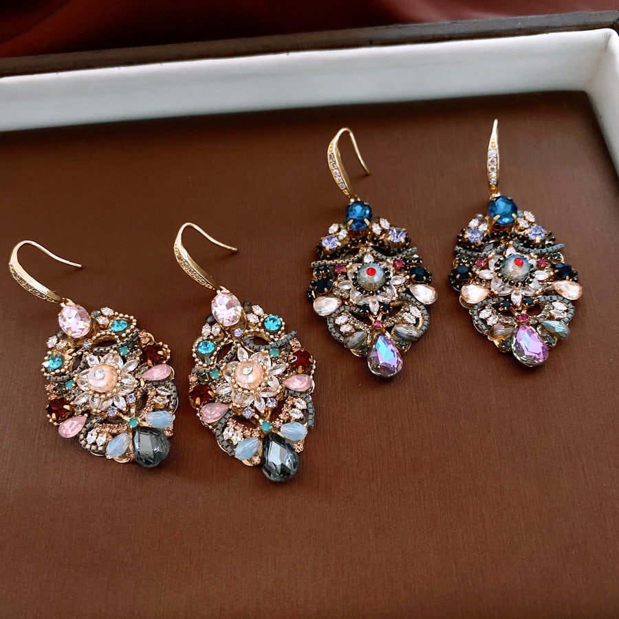 Female Retro Fashion Butterfly Waterdrop Heavy Industry Earrings