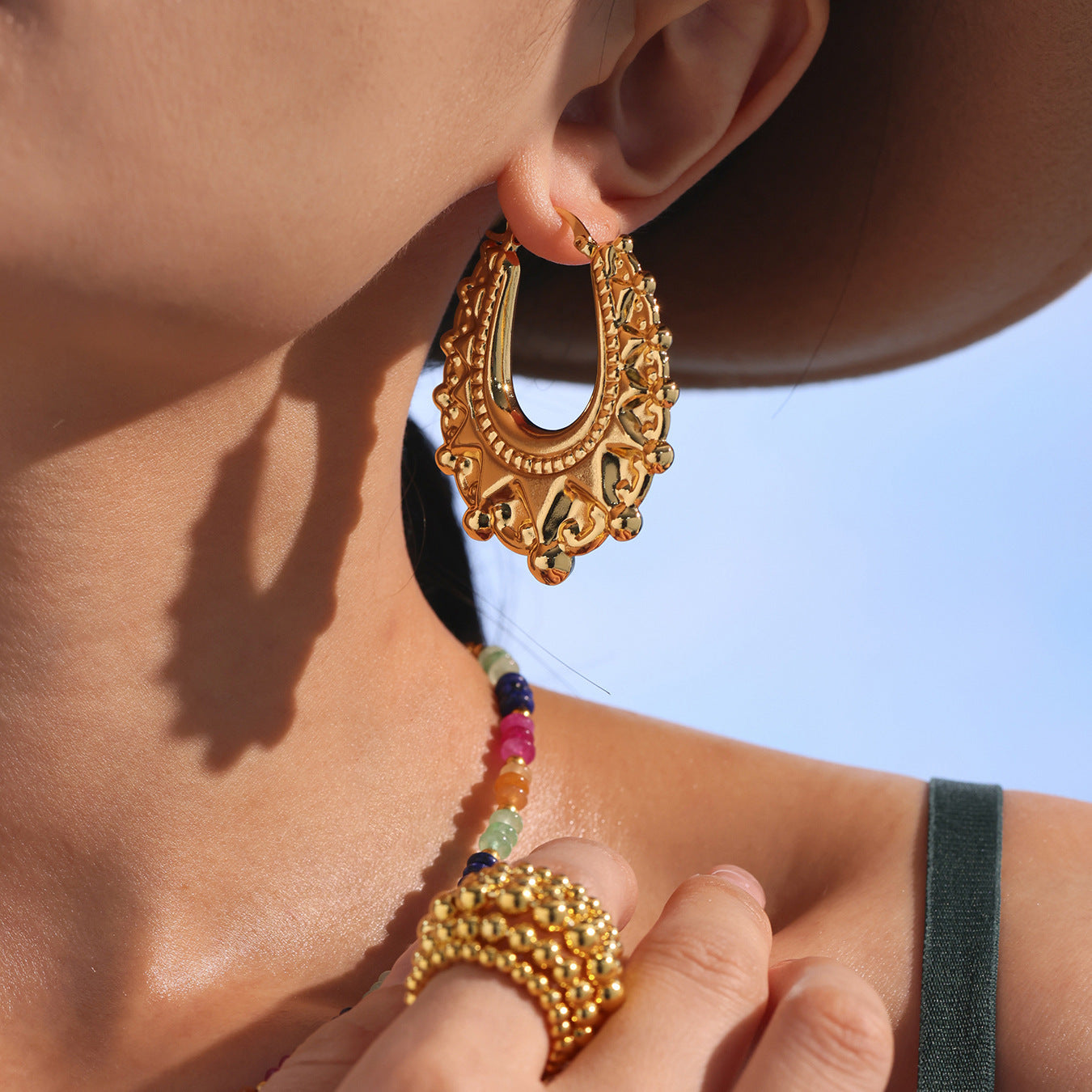 Personalized Gear Texture Earrings Stainless Steel Girls