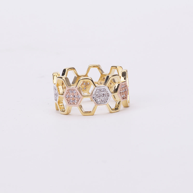Honeycomb Diamond Bracelet Co-built Love Nest Ring