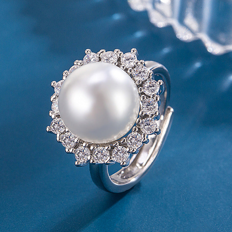 Pearl Zircon Ring For Women Light Luxury Minority Exquisite Design